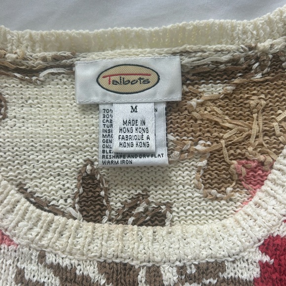 Talbots Floral Sweater - Cream, Red, and Brown - Picture 2 of 3